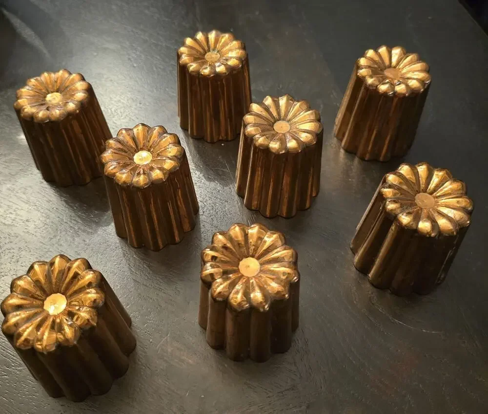 Set 8 Solid Copper French Canelé Molds 67g Professional Grade - Tin Lined 2-1/8”